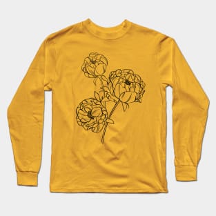 Peony Line Art Long Sleeve T-Shirt